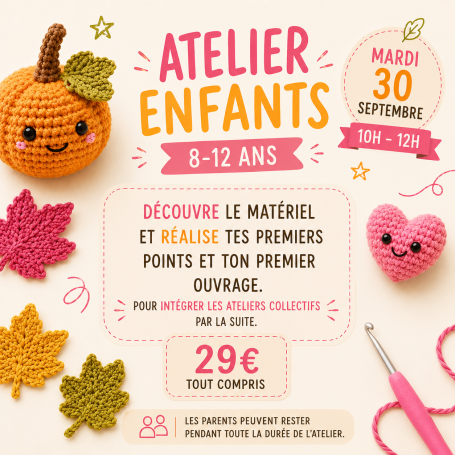 Atelier crochet enfants 8-12 ans – Septembre Atelier crochet enfants 8-12 ans à Toulon